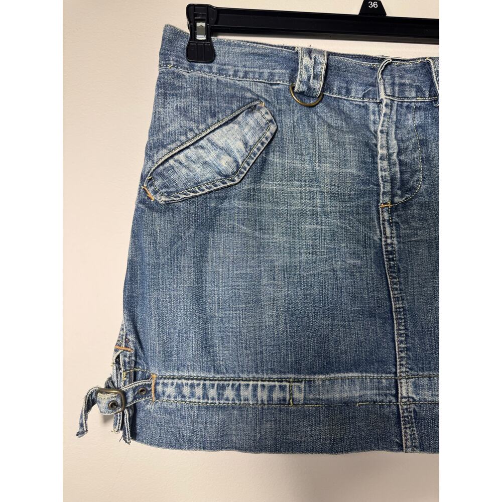 Vintage Y2K Express Mini Denim Cargo Jean Skirt Grunge Skater 8 - Picture 7 of 12
